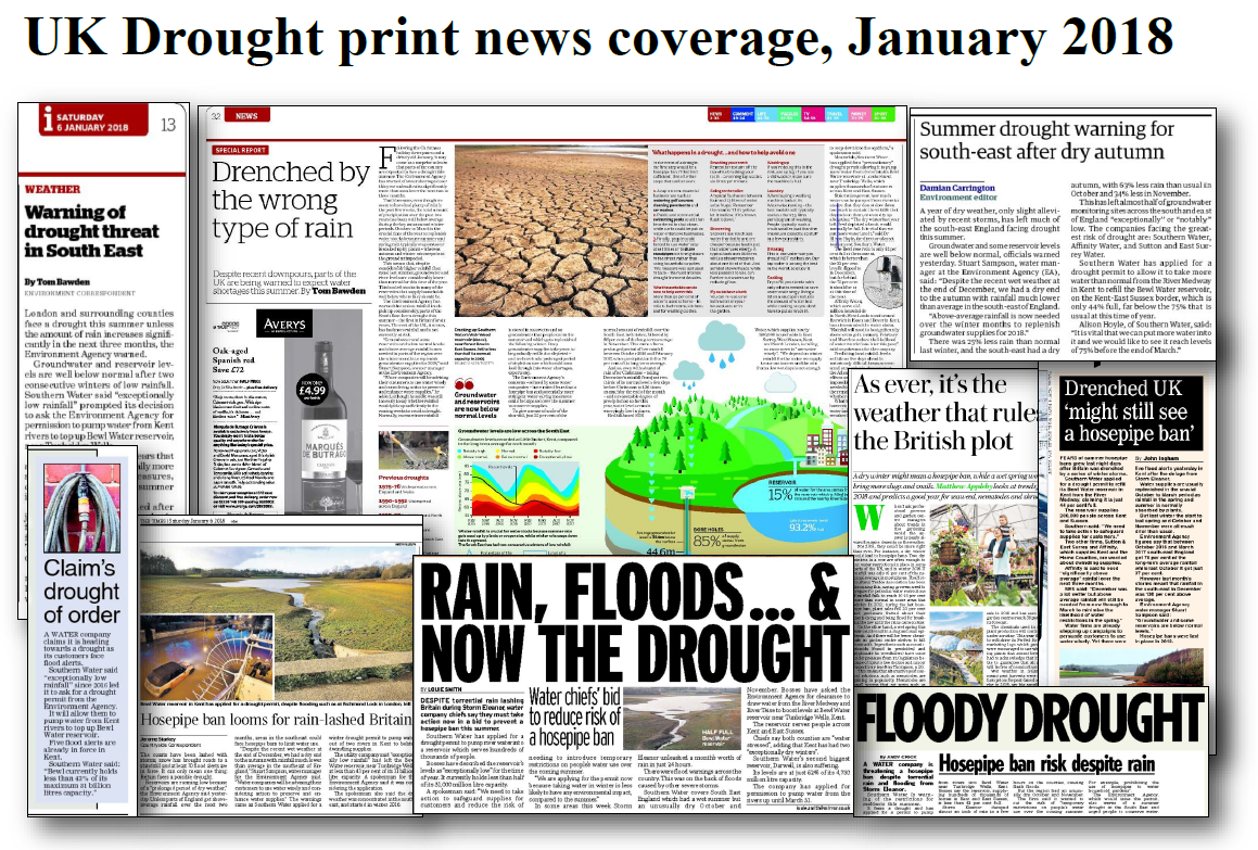 UK Drought Jan 2018 print media montage by Sally Stevens, Institute for Environmental Analytics 