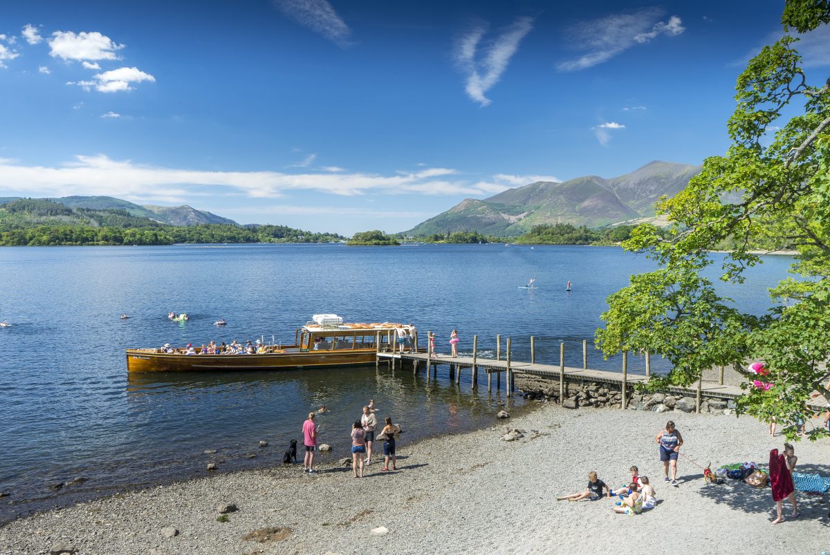 People relaxing by Derwentwater